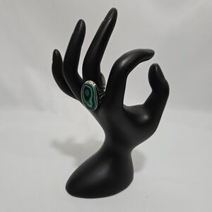 Bulls Eye Malachite 925 Sterling Silver Ring  #966